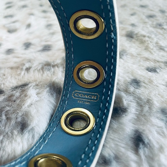 Coach Blue Leather Bracelet with Gold Accents - Picture 4 of 5